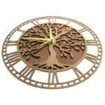 Horloge bois Arbre de vie details