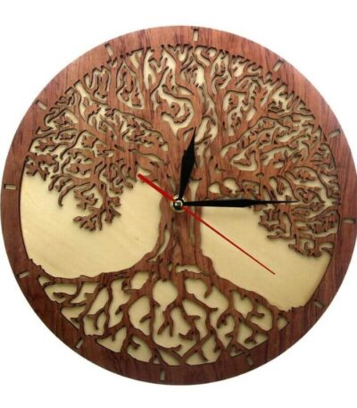 Horloge bois arbre et racines