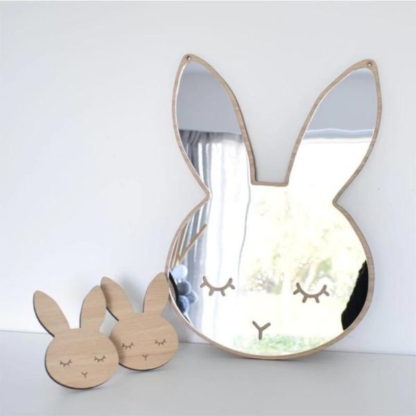 miroir bois lapin décoration