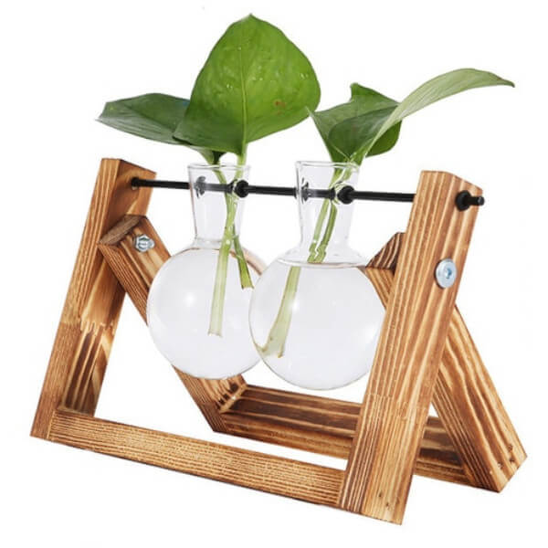 Vase en bois cadre suspendu-double